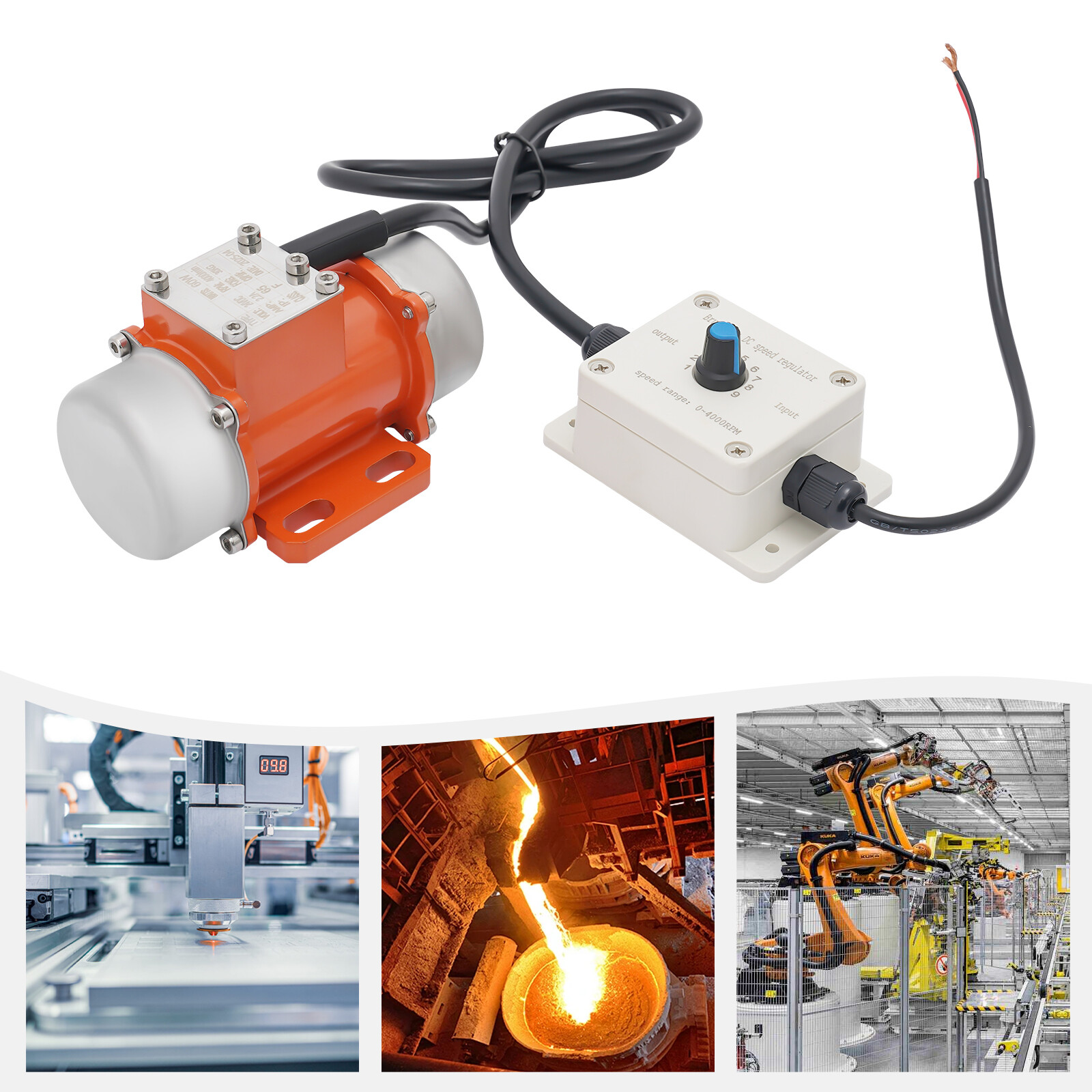 60-w-vibrationsmotor + Drehzahlregler Vibrationsmotor Elektrodynamischer Vibrationsmotor Mit Drehzahlregler, 4000 U/min, 24 V Gleichstrom