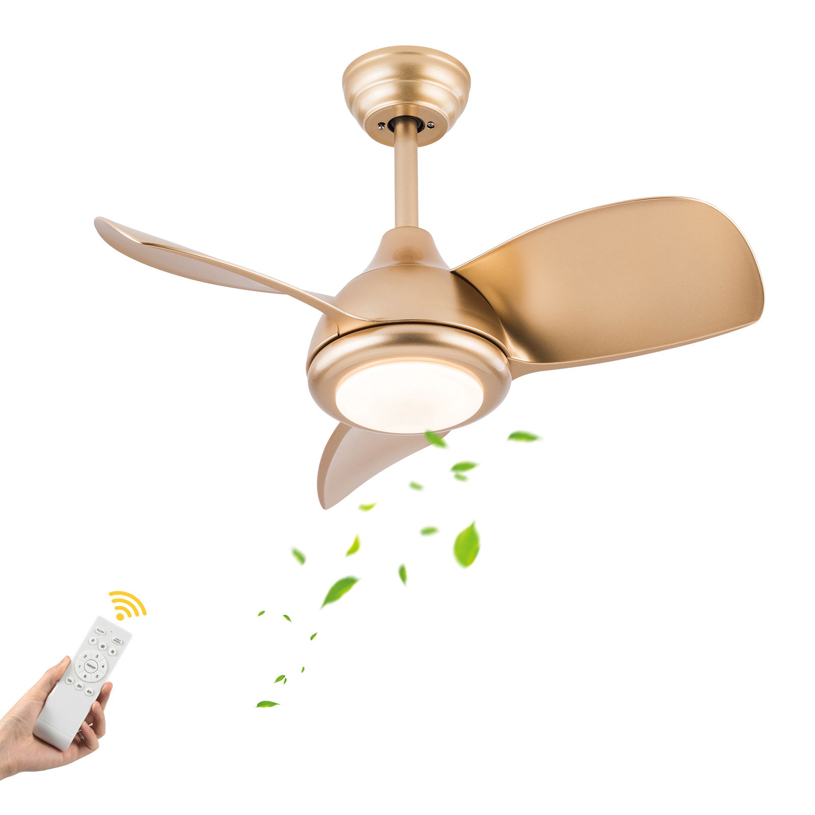 Deckenventilator Mit Dimmbarer Led-beleuchtung, Leiser Deckenventilator Mit Fernbedienung, Einklappbare Flügel, 91 Cm, 6 Geschwindigkeitsstufen, 3 Temperaturstufen, Für Wohnzimmer Und Schlafzimmer