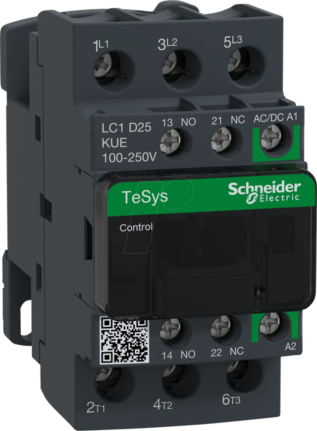 LC1D25KUE - Leistungsschütz, TeSys D, 3 -pol, 1 NC, 1 NO, 100 … 250 V