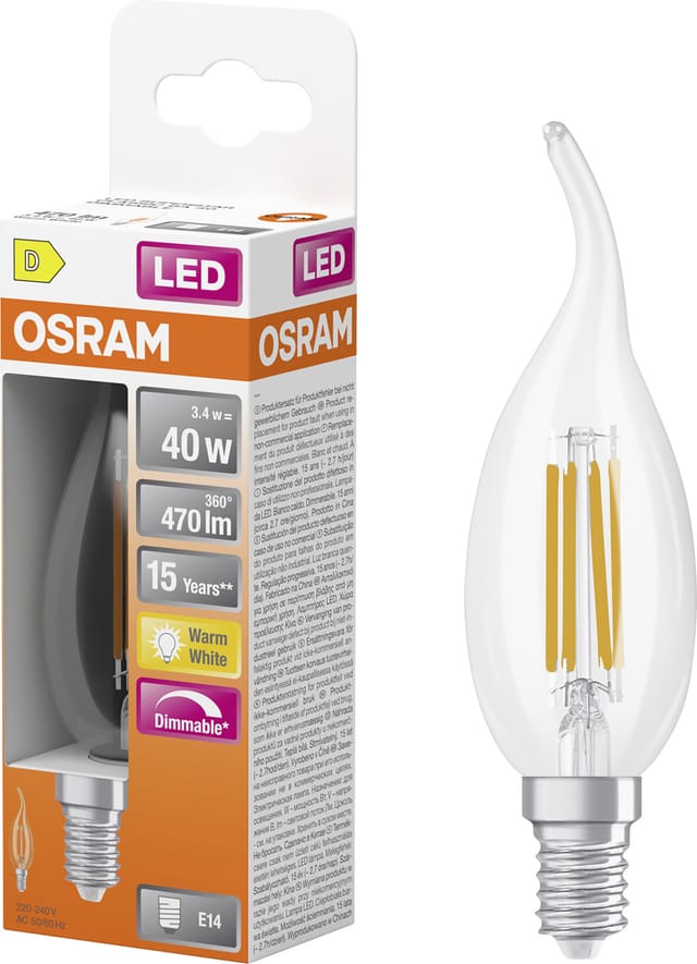 LDV 854443817 - LED-Lampe Superstar E14, 3,4 W, 470 lm, 2700 K, dimmbar, Filamen