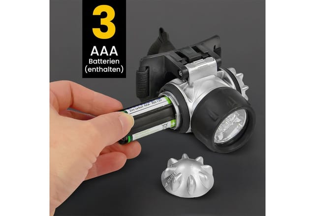 LED KOPFLAMPE7 - LED-Stirnleuchte, schwarz / grau, 3x AAA (Micro)