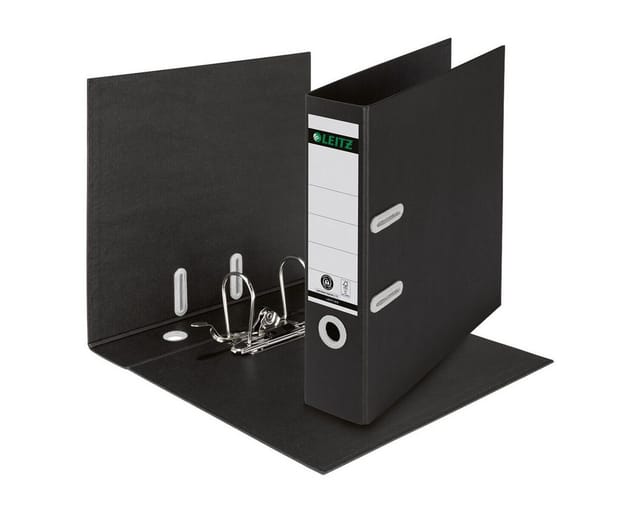 LEITZ 10180095 - Qualitäts-Ordner 180°, Recycle, schwarz, 80 mm