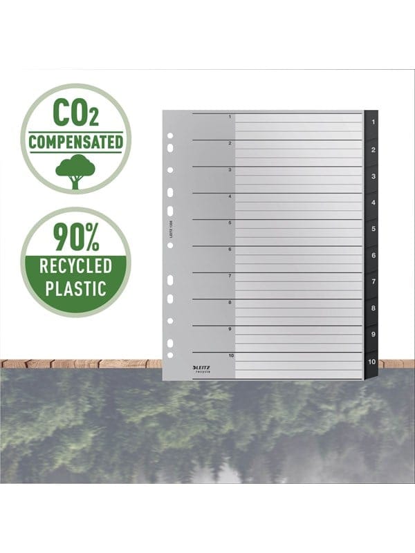 LEITZ 12080000 - Kunststoffregister, A4 (1-10), Recycle