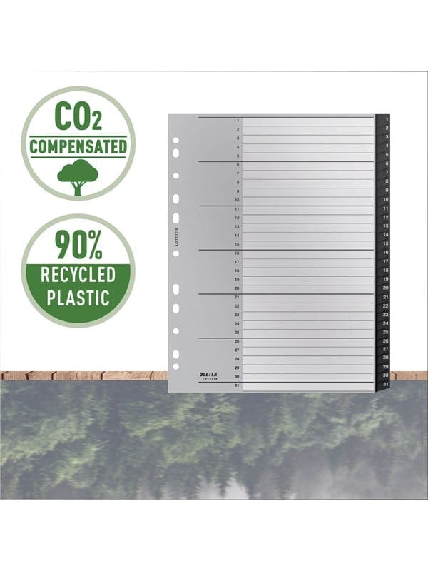 LEITZ 12180000 - Kunststoffregister, A4 (1-31), Recycle