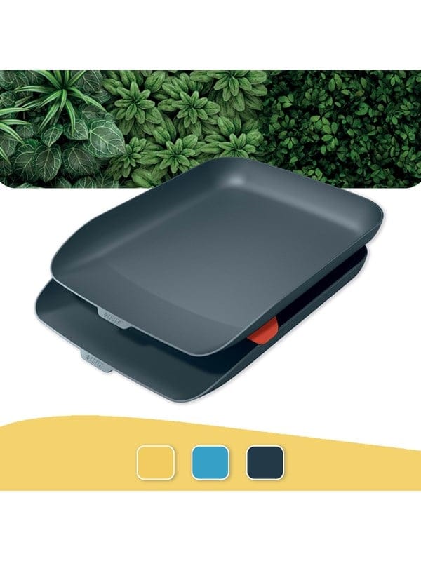 LEITZ 53581089 - Briefkorb Set (2 Briefkörbe + 1 Stapelelement), Cosy, grau