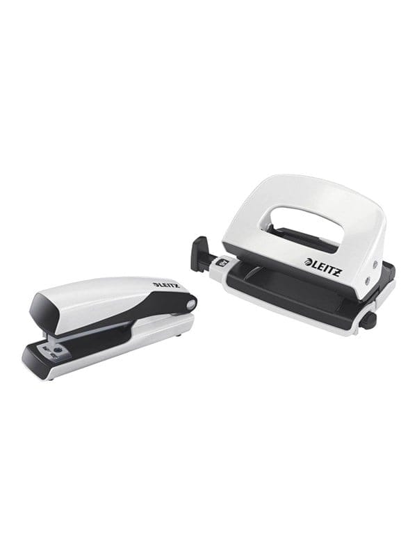 LEITZ 55612001 - Set Mini-Heftgerät und -Locher, NeXXt WOW, weiß