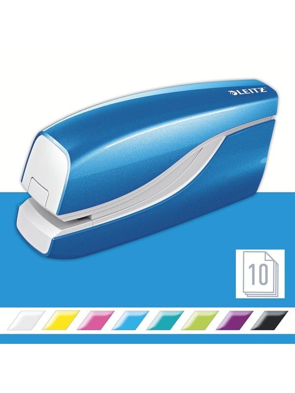 LEITZ 55661036 - Elektrisches Heftgerät, NeXXt WOW, 10 Blatt, blau