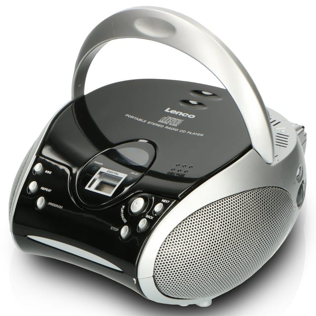 LENCO SCD-24BK - Boombox SCD-24 mit Radio und CD, schwarz/silber