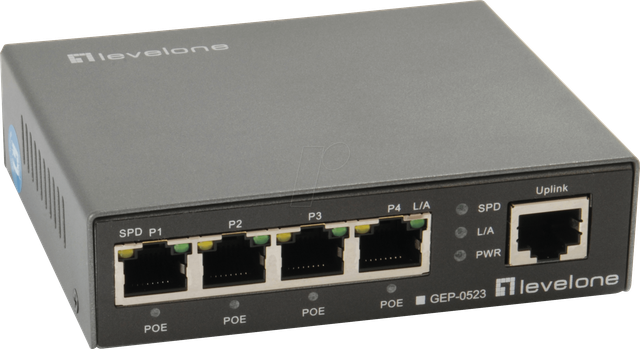 LEVELONE GEP0523 - Switch, 5-Port, Gigabit Ethernet, 4x PoE
