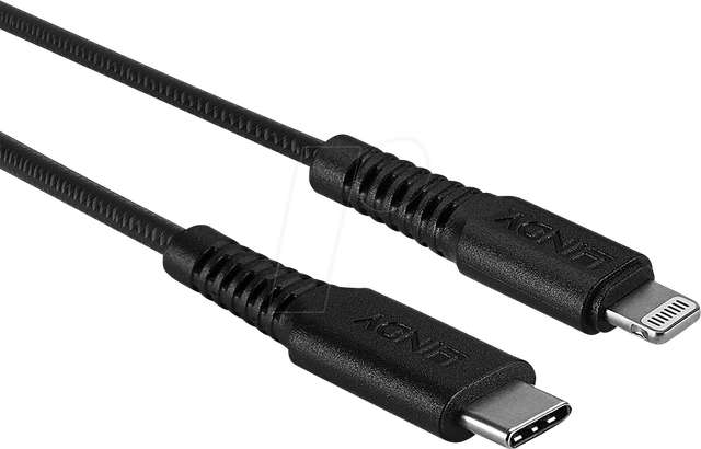 LINDY 31285 - Sync- & Ladekabel, USB-C > Lightning, MFi, 0,5 m