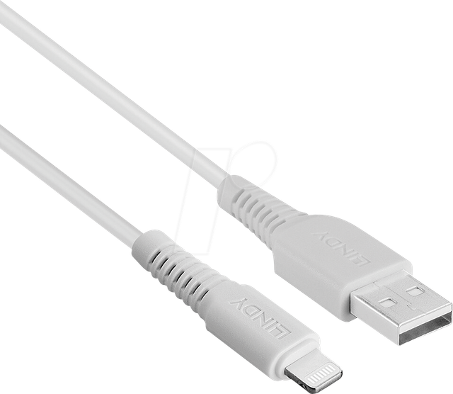 LINDY 31325 - Sync- & Ladekabel, USB-A > Lightning, MFi, 0,5 m, weiß