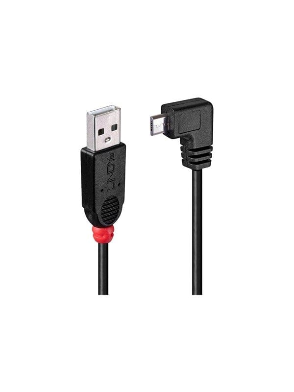 LINDY 31976 - USB 2.0 Kabel, A Stecker auf Micro B Stecker, 90° 1,0 m