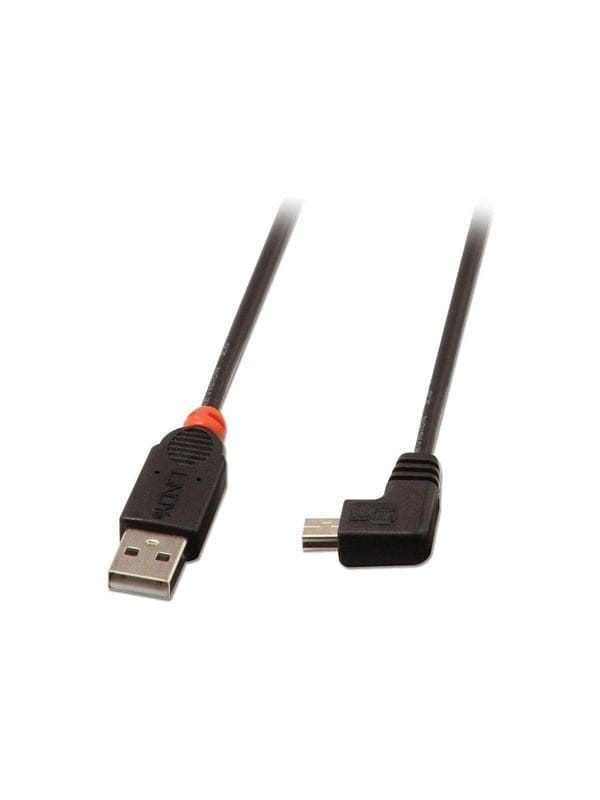 LINDY 31971 - USB 2.0 Kabel, A Stecker auf Mini B Stecker, 90° 1,0 m