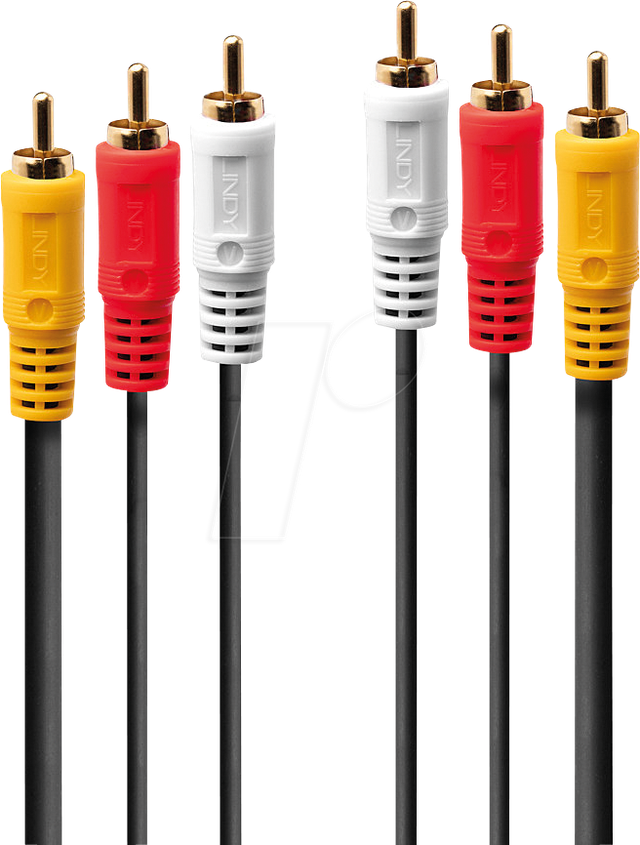 LINDY 35691 - Cinch Audio-Video Kabel, 3x Cinch Stecker, 2,0 m