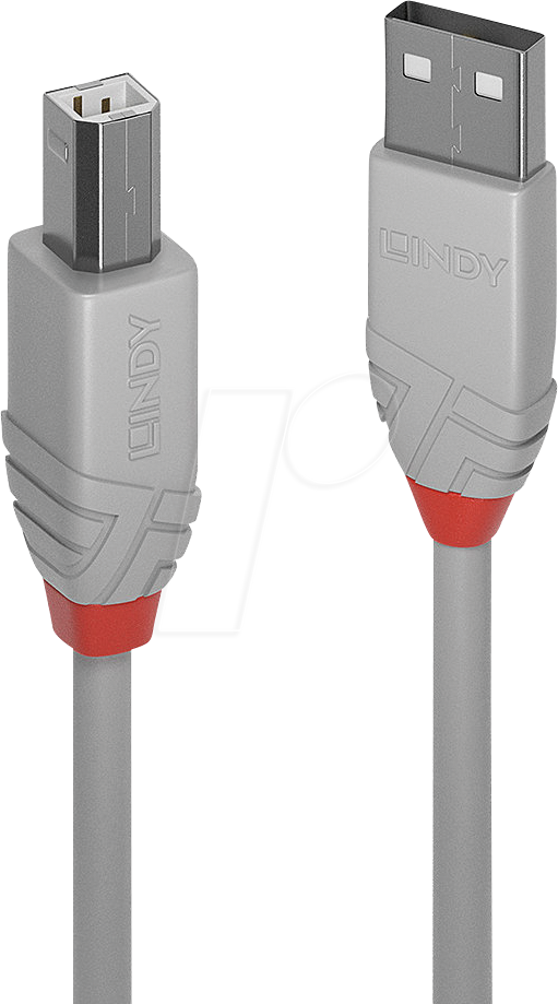LINDY 36681 - USB 2.0 Kabel, A Stecker auf B Stecker, 0,5 m