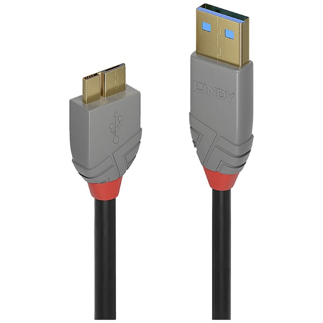 LINDY 36766 - USB 5 Gb/s Kabel, A Stecker auf Micro-B Stecker, 1,0 m