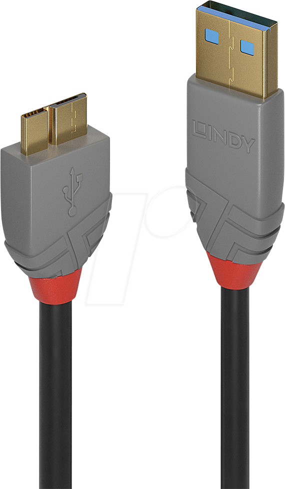 LINDY 36768 - USB 5 Gb/s Kabel, A Stecker auf Micro-B Stecker, 3,0 m