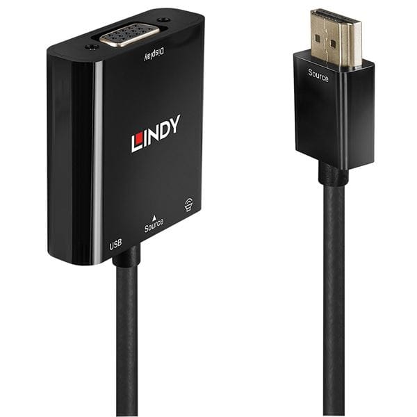 LINDY 38285 - HDMI Adapter, HDMI Stecker auf VGA Buchse mit Audio