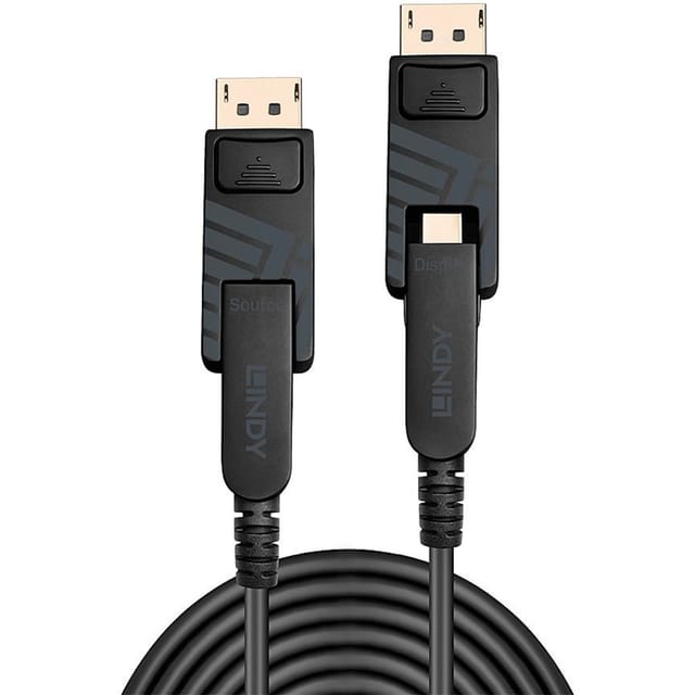 LINDY 38481 - DisplayPort 1.4, 8K Glasfaser Hybrid Kabel, mDP/DP, 20 m