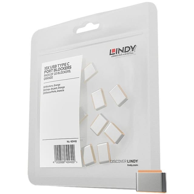 LINDY 40440 - USB-C-Port Schloss (10x Schlösser), orange