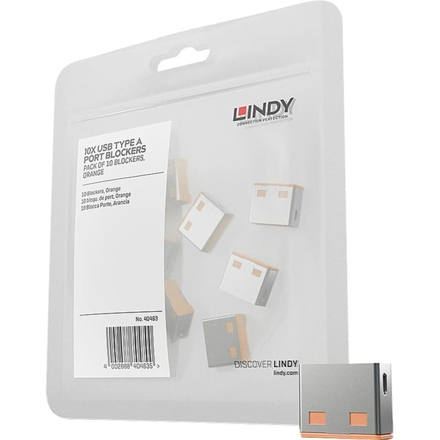 LINDY 40463 - USB-A-Port Schloss (10x Schlösser), orange