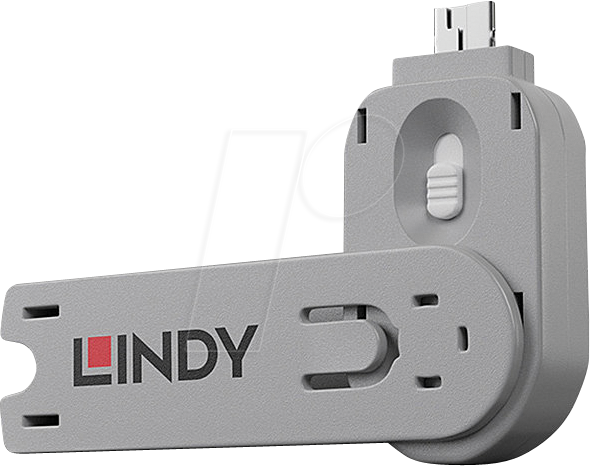 LINDY 40624 - USB-A-Port Schloss (1x Schlüssel, 1x Schloss), weiß
