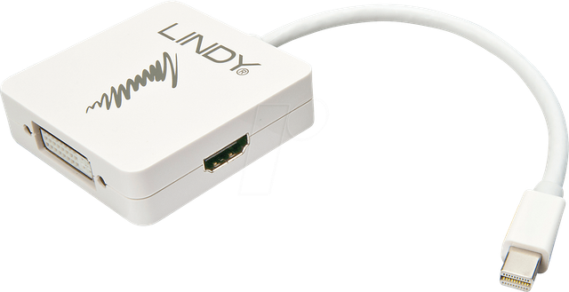 LINDY 41035 - DisplayPort Adapter, Mini DP Stecker auf HDMI, DVI, VGA