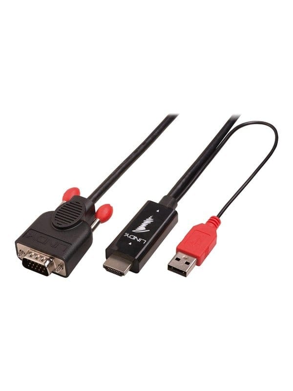 LINDY 41457 - VGA auf HDMI A Stecker, USB Strom, 3 m