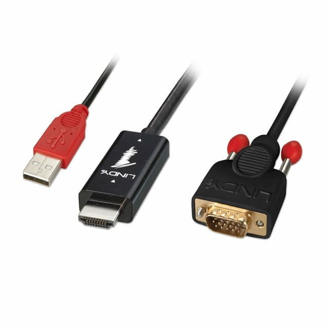 LINDY 41455 - VGA auf HDMI A Stecker, USB Strom, 1 m