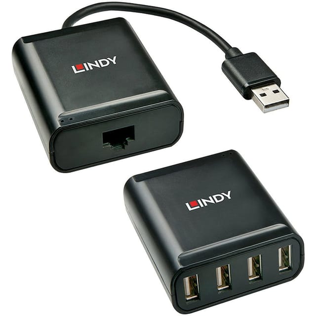 LINDY 42679 - USB 2.0 Hub, 4 Port, Verlängerung, Cat5e/6, 60 m