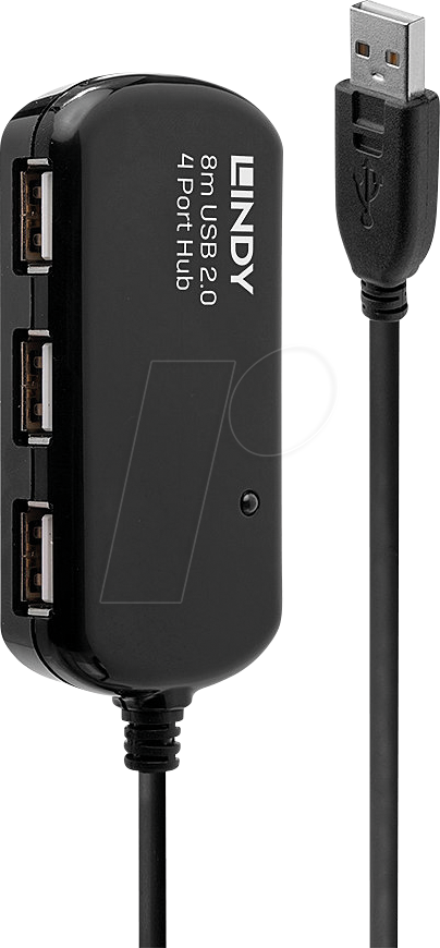 LINDY 42781 - USB 2.0 Hub, 4 Port, Verlängerung, aktiv, Daisy Chain, 8 m