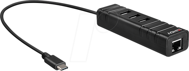 LINDY 43249 - Netzwerkkarte, USB-C, Gigabit Ethernet, 1x RJ45