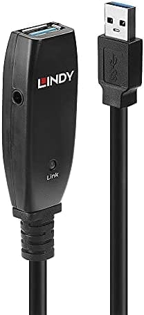 LINDY 43322 - Aktives USB 5 Gb/s-Kabel, A-Stecker > A-Buchse, Slim, 15 m