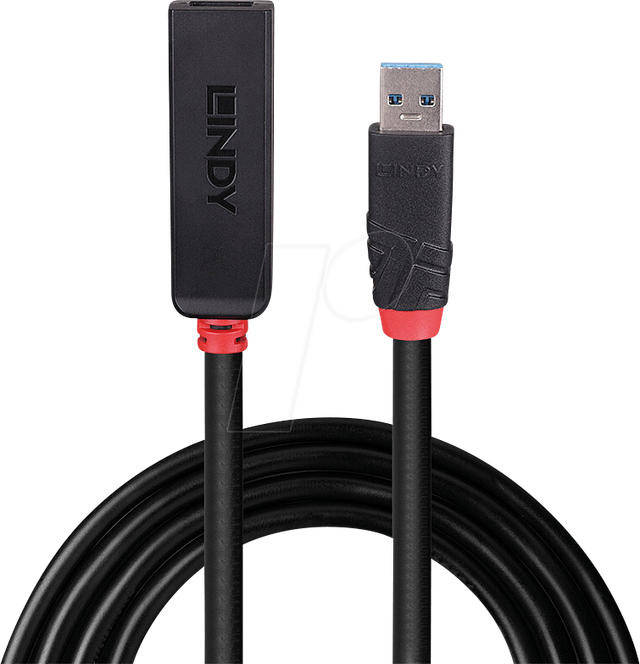 LINDY 43401 - USB 5Gbit/s Aktivverlängerung Slim, A Buchse auf A Stecker, 5,0m