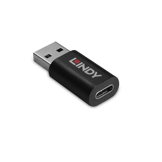 LINDY 71264 - USB 2.0 Adapter, A Stecker > C Buchse, Datenblocker