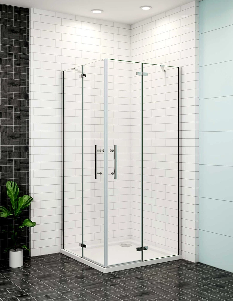 Aica Eckeinstieg 80x80x195cm 6mm Esg-glas Falttür Eckdusche Pendeltür Scharniertür Duschkabine Duschabtrennung Duschtür