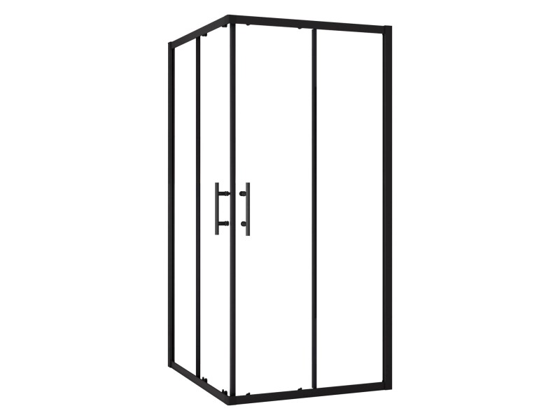 Aica Eckeinstieg 80x80x195cm 6mm Esg-glas Schwarz Schiebetür Eckdusche Pendeltür Duschkabine Duschabtrennung Duschtür