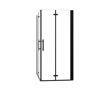 Aica Eckeinstieg 120x120x185cm 6mm Esg Nano Schwarz Falttür Eckdusche Pendeltür Scharniertür Duschkabine Duschabtrennung
