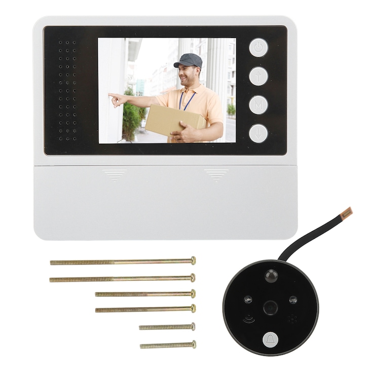 Vizor Digital Pentru Usa, Vizor Video, Camera Sonerie, 4 Tonuri De Apel, Viziune Nocturna, Interfon Bidirectionnel Pentru Case, Apartamente Si Birouri