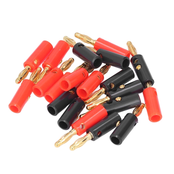 Connecteurs Bananes Kkvogmle Pour Câble Boxed, Plaqués Or, 4 Mm, Lot De 20, Rouge/noir