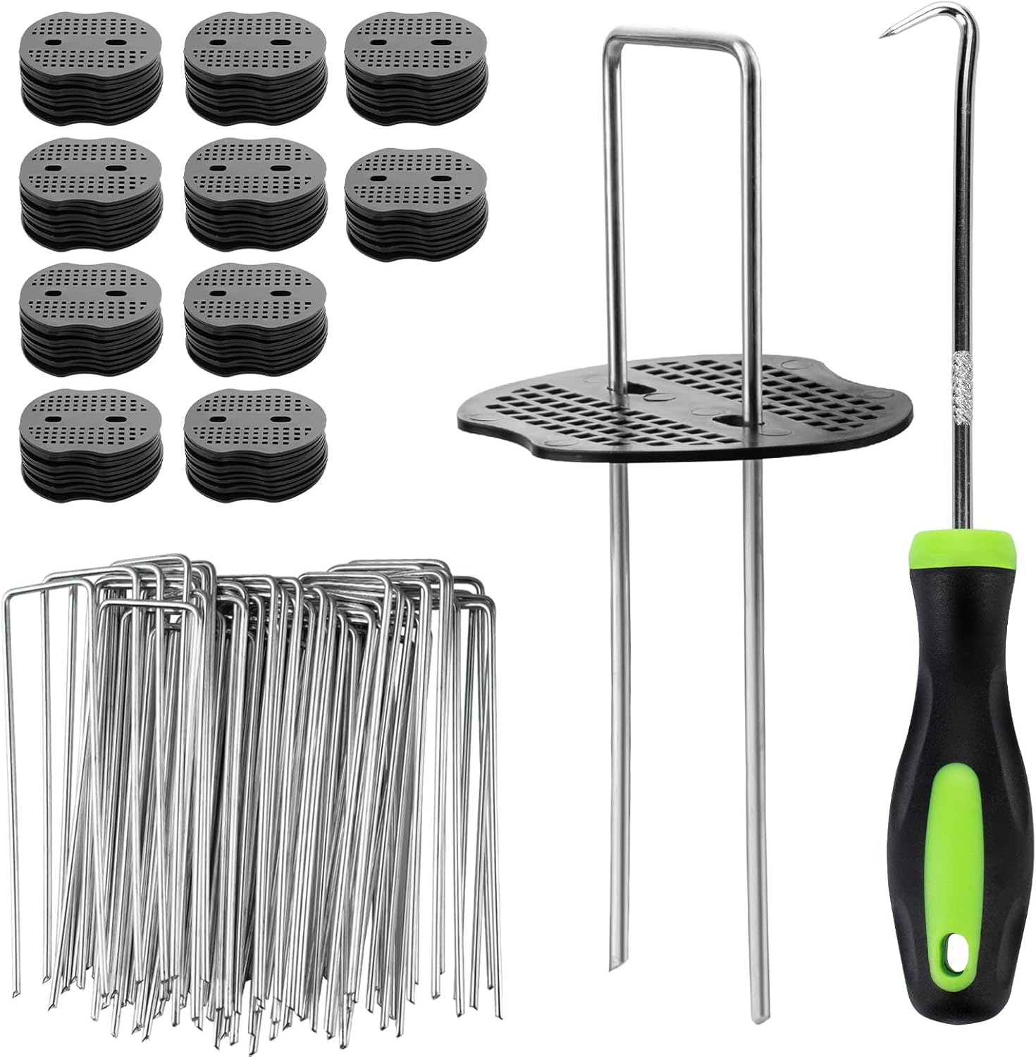 100 Pièces Piquets De Fixation De Jardin, Piquets De Jardin Avec 100 Rondelles Piquets De Fixation Tente - 150x36mm Ø 3mm