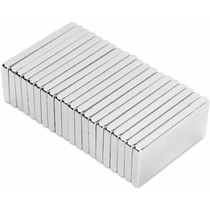 Lot De 20 Pièces De Aimants Néodyme Qttvbtna, Triple Revêtement, 20 X 10 X 2 Mm, Multifonctionnels