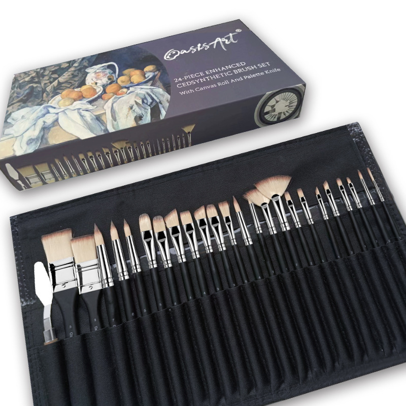 25 Pinceaux Professionnels Pour Peinture Acrylique – Pinceaux D'Artiste En Fibres Synthétiques De Qualité Supérieure Avec Étui De Rangement