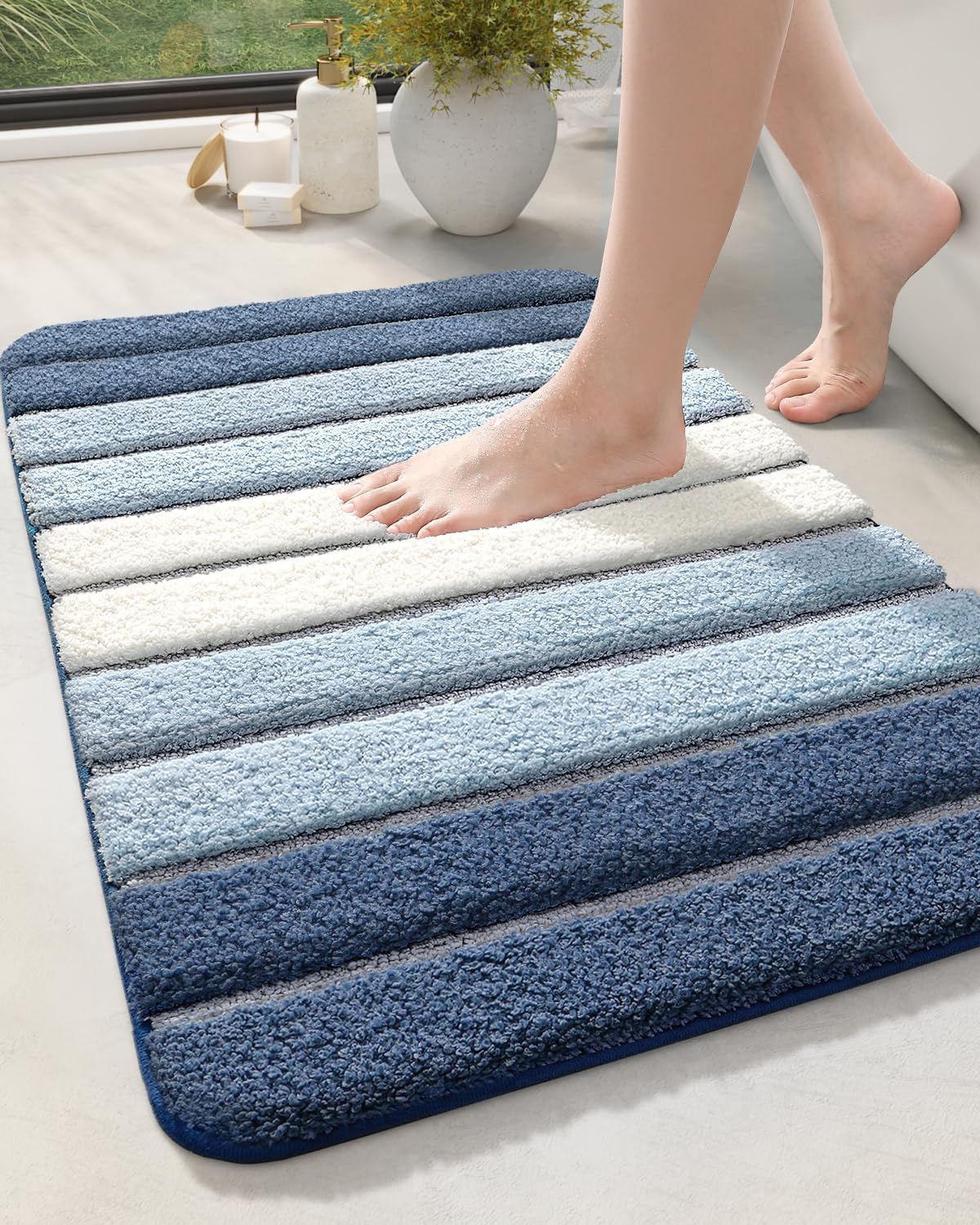 Tapis De Bain Antidérapant Et Absorbant En Microfibre, Lavable, Doux Et Moelleux, Pour Lavabo, Accessoires De Salle De Bain, 60 X 40 Cm, Turquoise