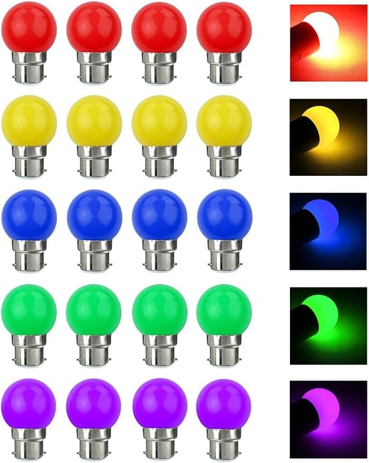 Ampoule Led Couleur B22 3w Équivalente 30w 240lm Ac 220v-240v B22 Baïonnette Ampoules Guirlande Couleur Led Pour Maison Bar Fête Décoration Lot De 20