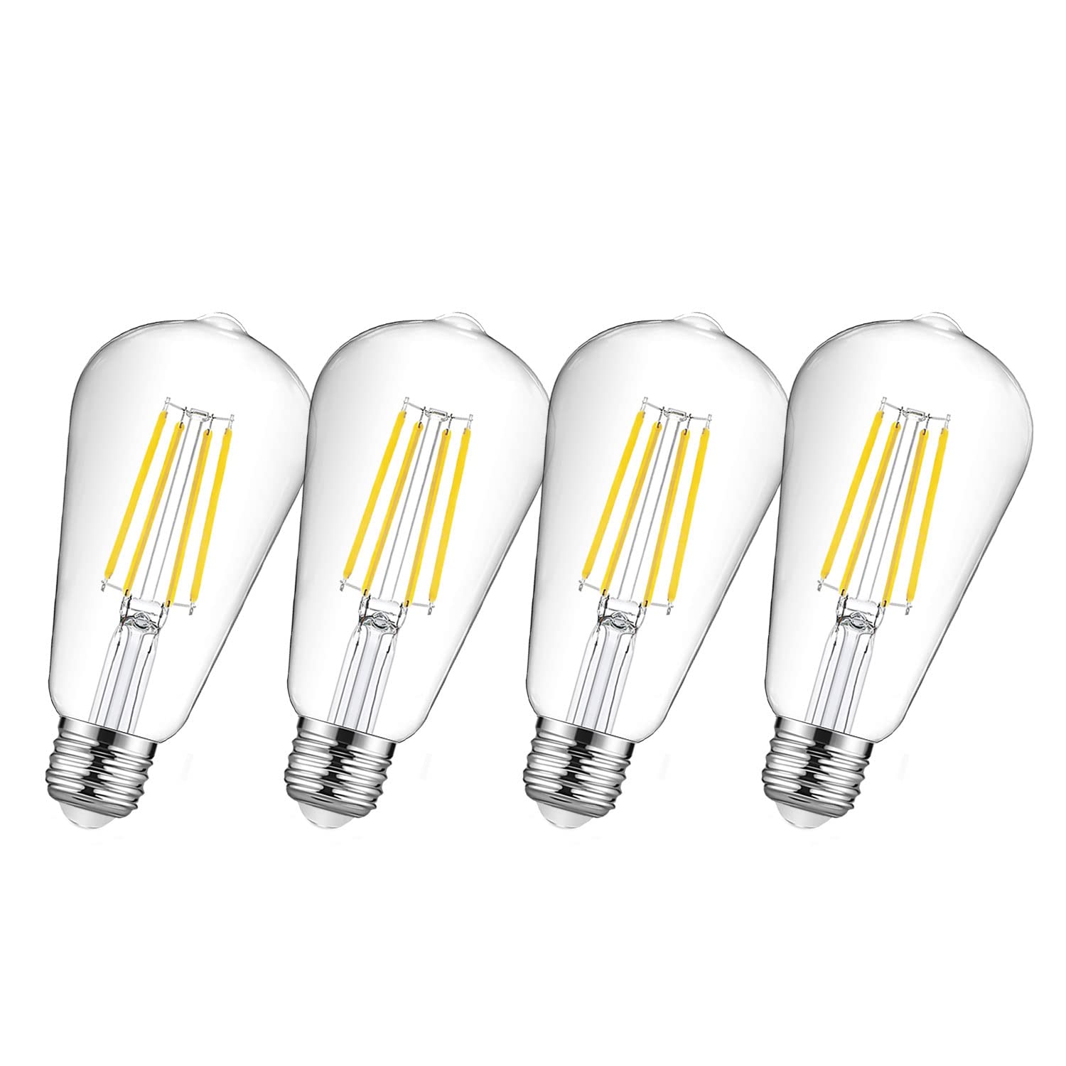 Ampoule Led Vintage E27 St64 12w 6500k Blanc Froid,équivalent 100w 1521lm,lot De 4 - Ampoule Rétro Edison Antique