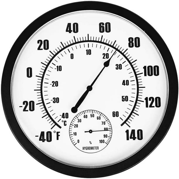 Round 25cm Indoor And Outdoor Thermometer Hygrometer Wall Clock For Horticultural, Laboratory, And Pharmacy Industry