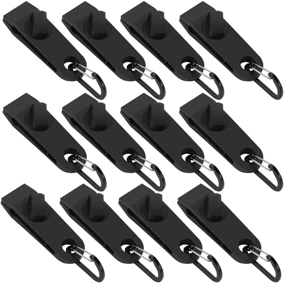Lot De 12 Pinces De Fixation Noires En Forme De D Pour Auvent - Clips De Fixation Coupe-vent Pour Tente En Plastique