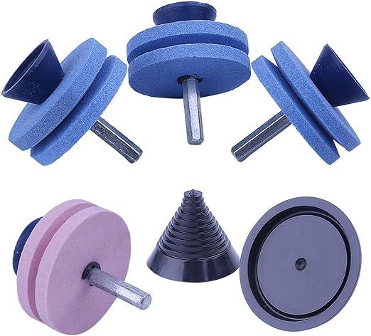Affûteur De Lames De Perceuse À Main Avec Pierre À Aiguiser Double Couche (lot De 4) Et Équilibreur De Lame.