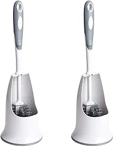 Ensemble Brosse Et Support De Toilette Pour Salle De Bain, Manche Antidérapant Blanc Et Vert
